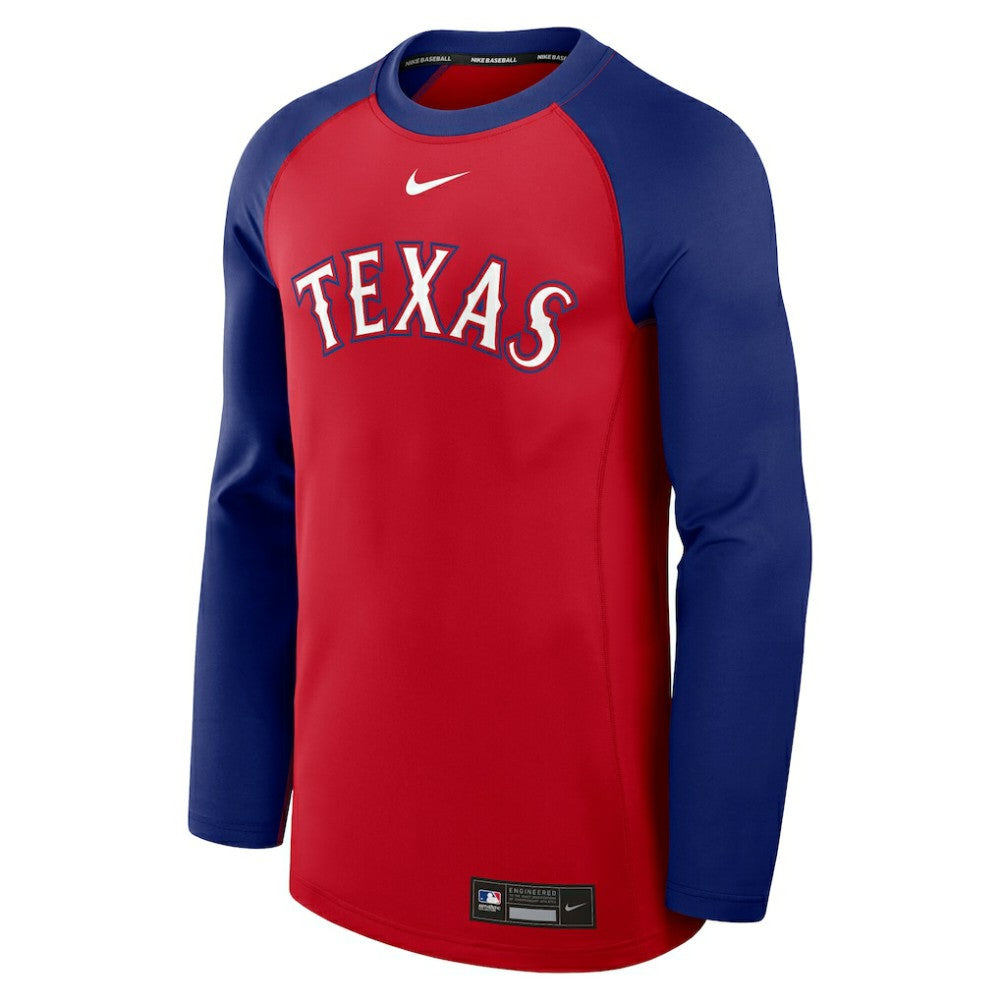 Texas Rangers Nike Authentic Collection Game Time Raglan Dri-FIT Long Sleeve T-Shirt - Red/Royal - Nike Discount