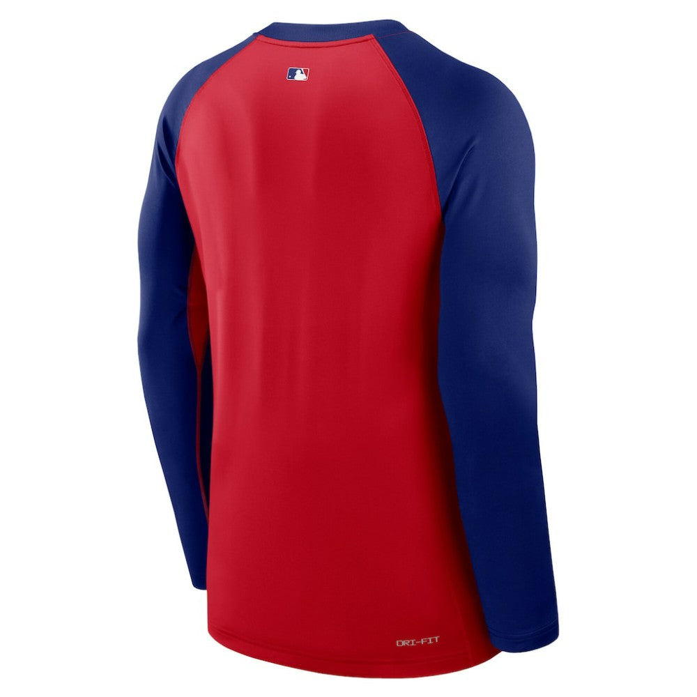 Texas Rangers Nike Authentic Collection Game Time Raglan Dri-FIT Long Sleeve T-Shirt - Red/Royal - Nike Discount