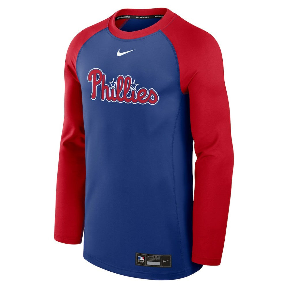 Philadelphia Phillies Nike Authentic Collection Game Time Raglan Performance Long Sleeve T-Shirt - Royal/Red - Nike Discount