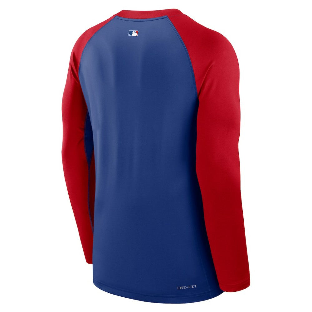 Philadelphia Phillies Nike Authentic Collection Game Time Raglan Performance Long Sleeve T-Shirt - Royal/Red - Nike Discount