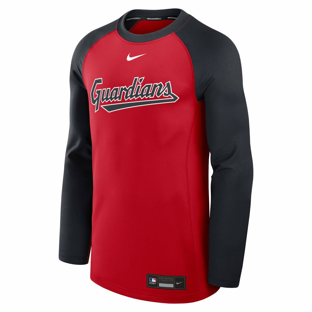 Cleveland Guardians Nike Authentic Collection Game Time Raglan Dri-FIT Long Sleeve T-Shirt - Red/Navy - Nike on Sale