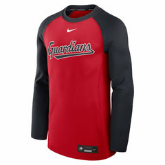Cleveland Guardians Nike Authentic Collection Game Time Raglan Dri-FIT Long Sleeve T-Shirt - Red/Navy - Nike on Sale
