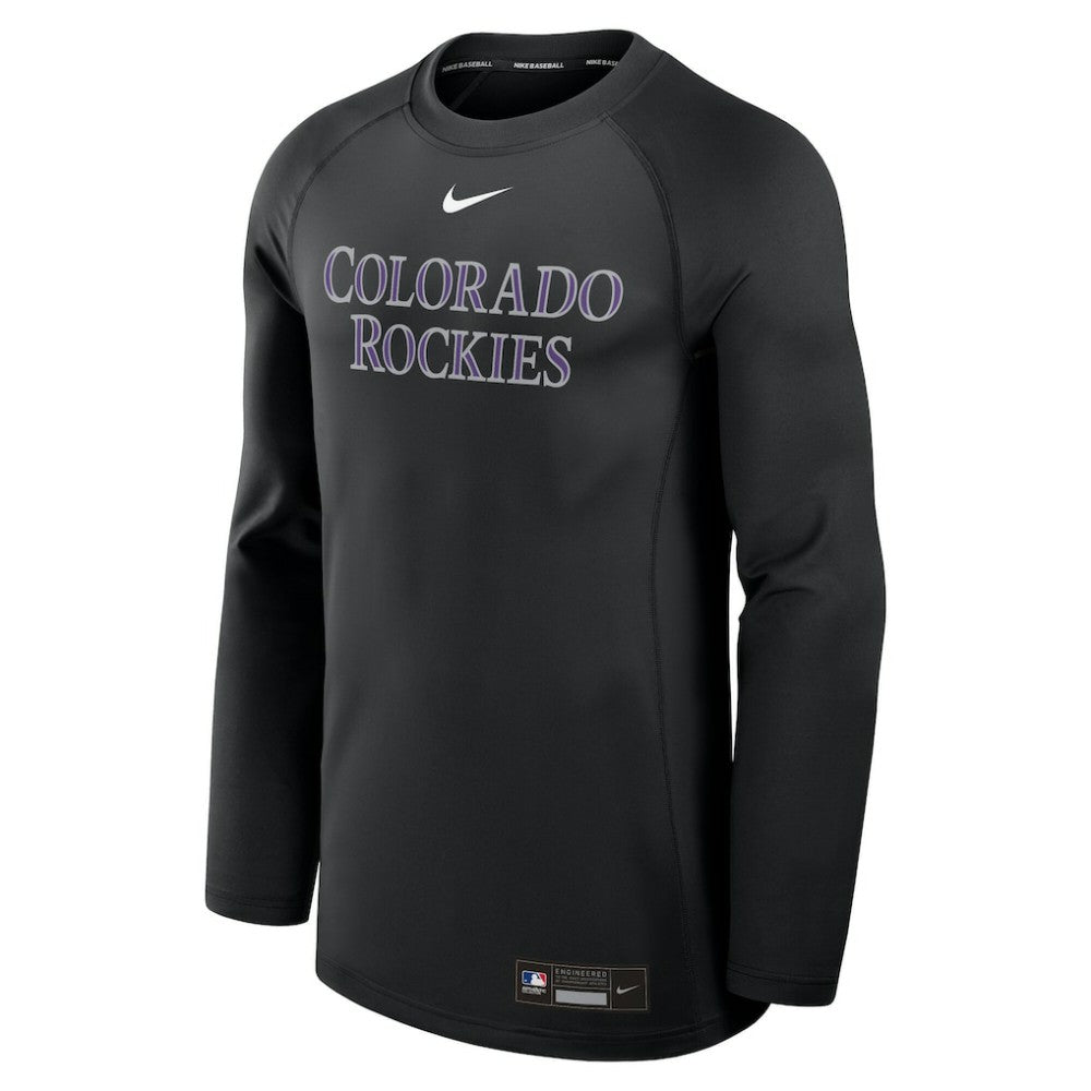 Colorado Rockies Nike Authentic Collection Game Time Raglan Dri-FIT Long Sleeve T-Shirt - Black - Nike Lifestyle