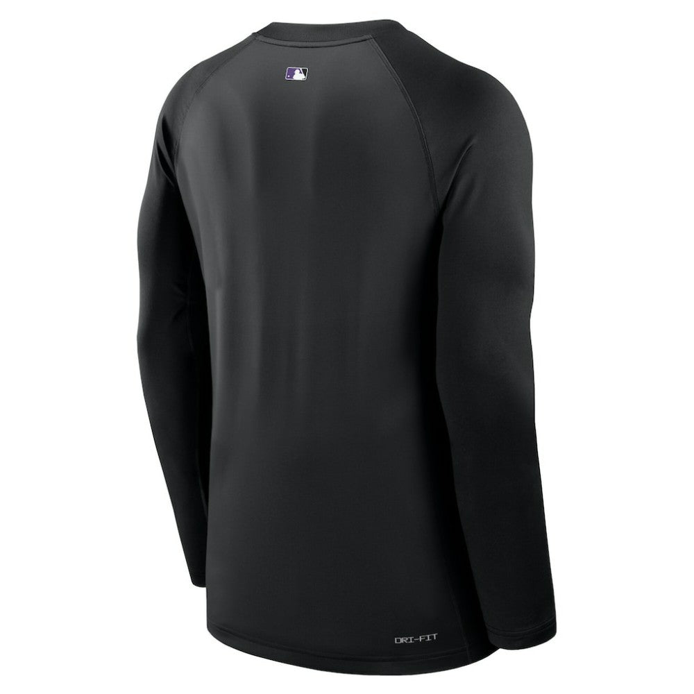 Colorado Rockies Nike Authentic Collection Game Time Raglan Dri-FIT Long Sleeve T-Shirt - Black - Nike Lifestyle