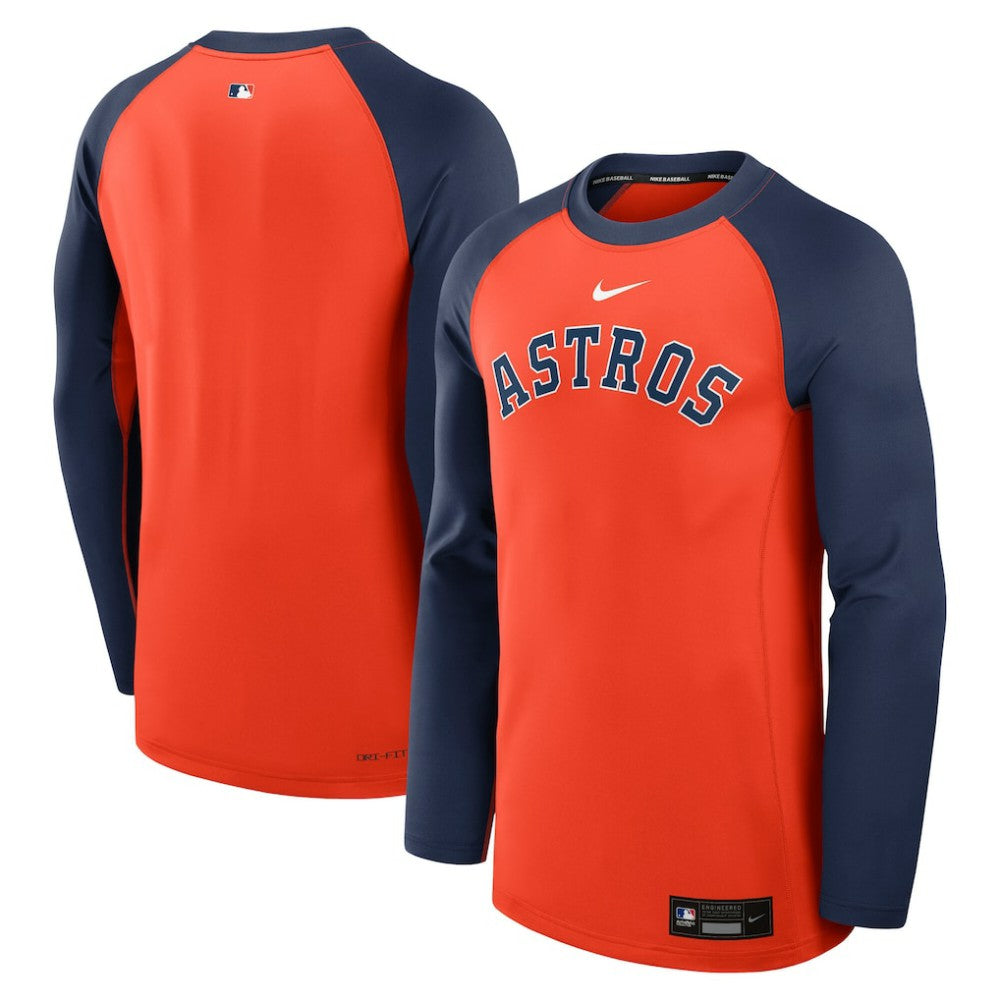 Houston Astros Nike Authentic Collection Game Time Raglan Dri-FIT Long Sleeve T-Shirt - Orange/Navy - Nike Discount