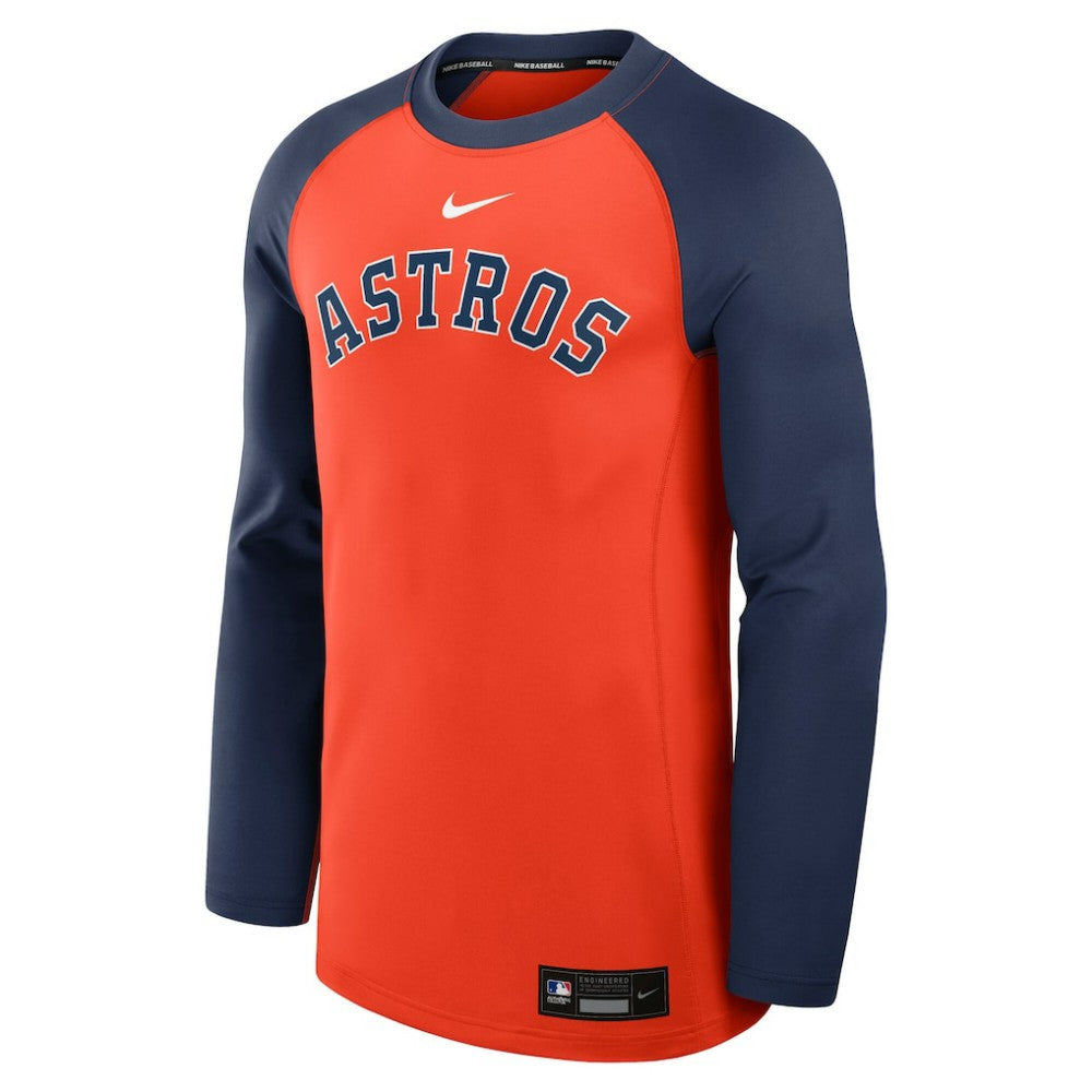 Houston Astros Nike Authentic Collection Game Time Raglan Dri-FIT Long Sleeve T-Shirt - Orange/Navy - Nike Discount