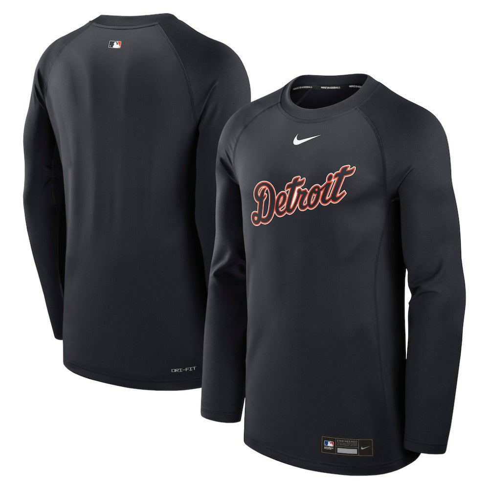 Detroit Tigers Nike Authentic Collection Game Time Raglan Dri-FIT Long Sleeve T-Shirt - Navy - Nike Online