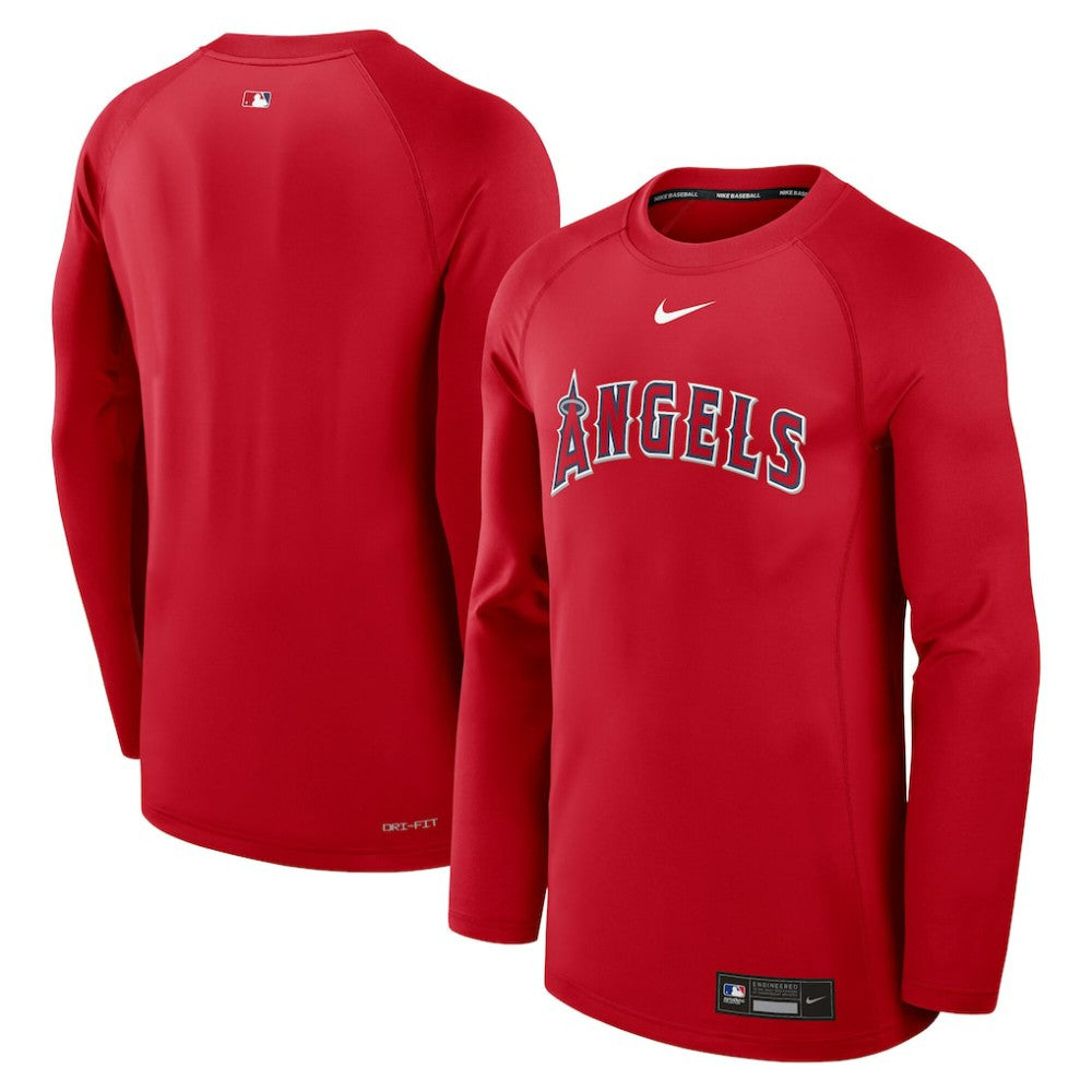 Los Angeles Angels Nike Authentic Collection Game Time Raglan Dri-FIT Long Sleeve T-Shirt - Red - Nike Discount