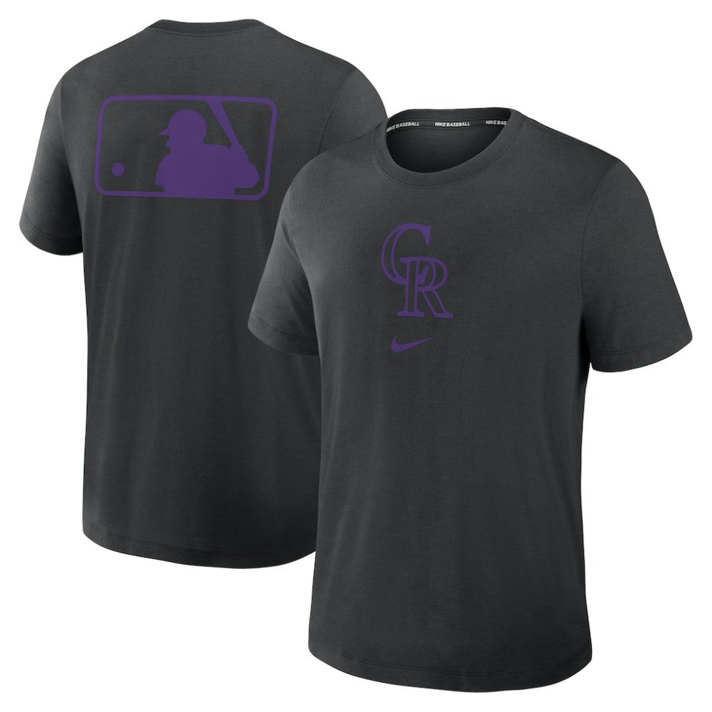 Colorado Rockies Nike Authentic Collection Early Work Tri-Blend Dri-FIT T-Shirt - Black - Nike Sale