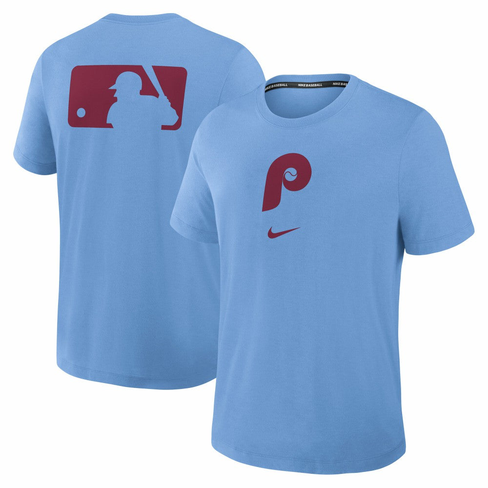 Philadelphia Phillies Nike Authentic Collection Early Work Tri-Blend Dri-FIT T-Shirt - Light Blue - Nike Discount