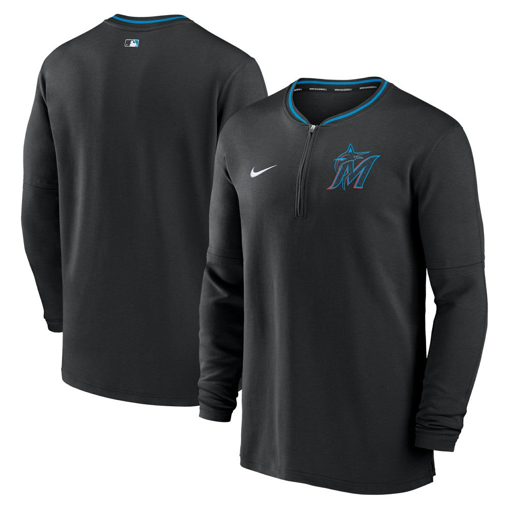 Miami Marlins Nike Authentic Collection Performance Half-Zip Top - Black - Nike Lifestyle