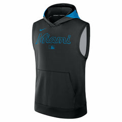 Miami Marlins Nike Authentic Collection Dri-FIT Sleeveless Hoodie - Black - Nike Discount