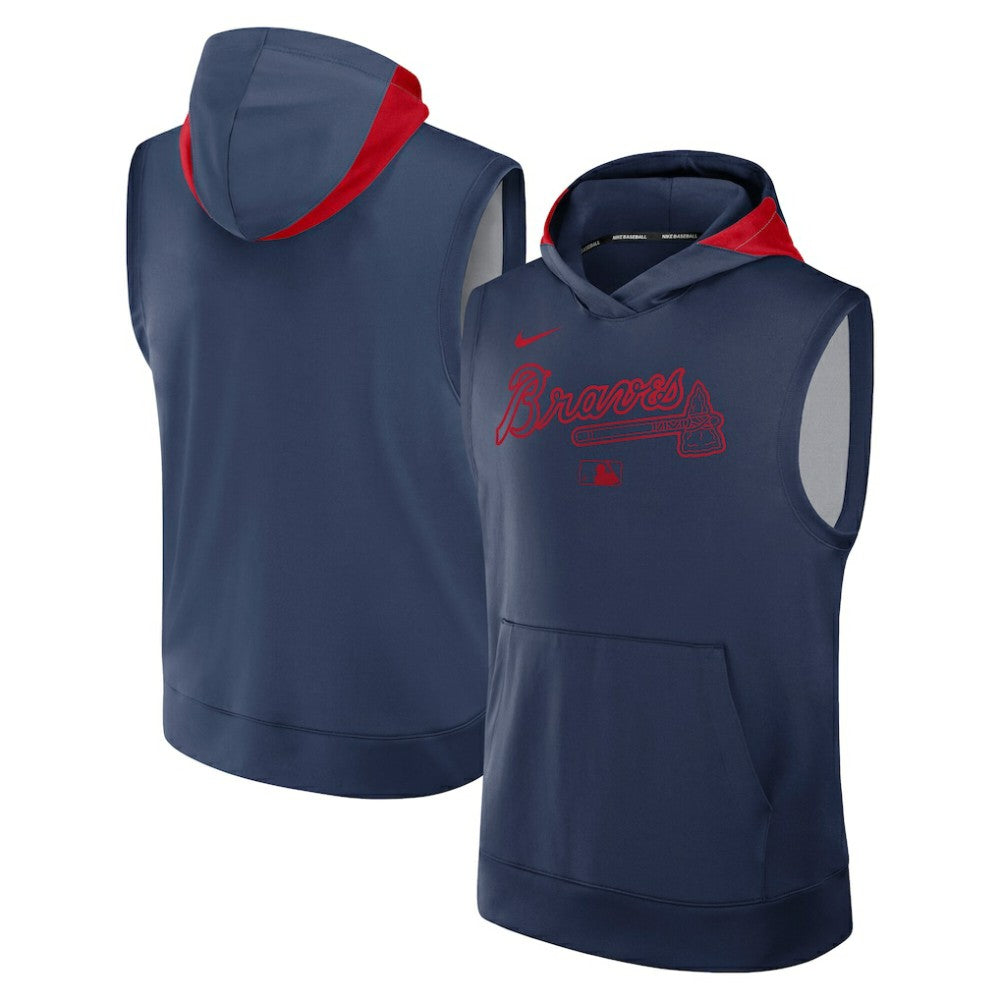Atlanta Braves Nike Authentic Collection Dri-FIT Sleeveless Hoodie - Navy - Nike Sale