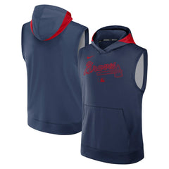 Atlanta Braves Nike Authentic Collection Dri-FIT Sleeveless Hoodie - Navy - Nike Sale
