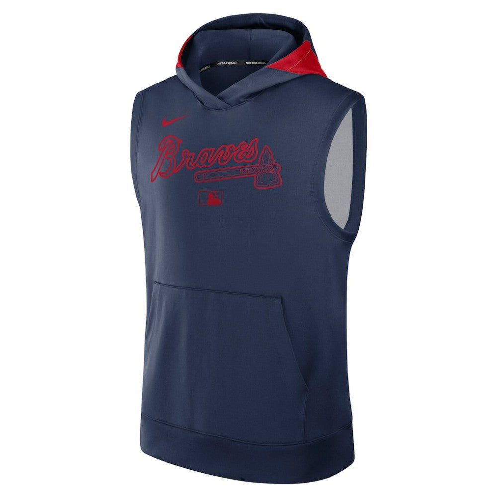 Atlanta Braves Nike Authentic Collection Dri-FIT Sleeveless Hoodie - Navy - Nike Sale
