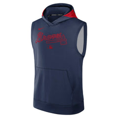 Atlanta Braves Nike Authentic Collection Dri-FIT Sleeveless Hoodie - Navy - Nike Sale