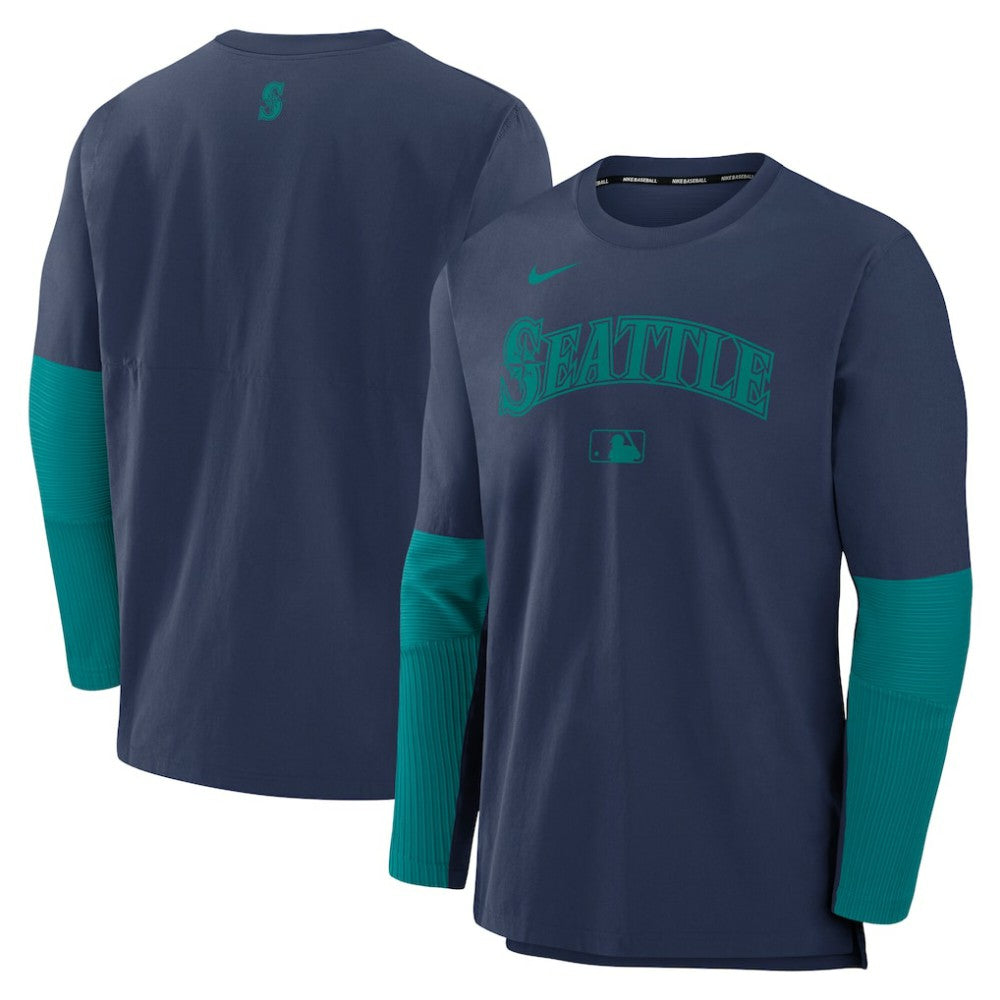 Seattle Mariners Nike Authentic Collection Player Dri-FIT Lightweight Pullover  - Navy/Teal - Nike on Sale