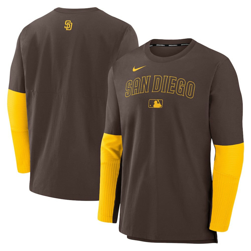 San Diego Padres Nike Authentic Collection Player Dri-FIT Lightweight Pullover  - Brown/Gold - Nike on Sale