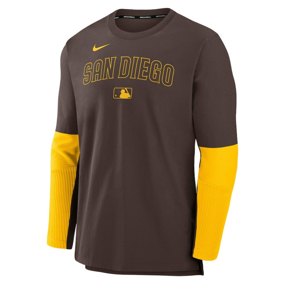 San Diego Padres Nike Authentic Collection Player Dri-FIT Lightweight Pullover  - Brown/Gold - Nike on Sale