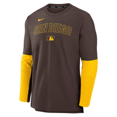 San Diego Padres Nike Authentic Collection Player Dri-FIT Lightweight Pullover  - Brown/Gold - Nike on Sale