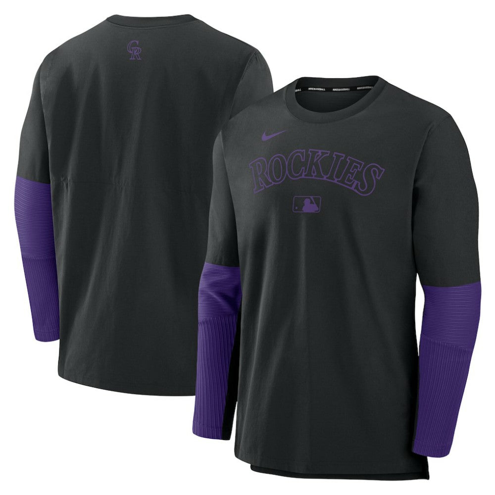 Colorado Rockies Nike Authentic Collection Player Dri-FIT Lightweight Pullover  - Black/Purple - Nike Lifestyle