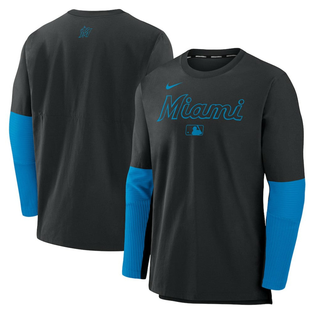 Miami Marlins Nike Authentic Collection Player Dri-FIT Lightweight Pullover  - Black - Nike on Sale