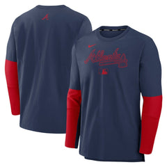 Atlanta Braves Nike Authentic Collection Player Dri-FIT Lightweight Pullover  - Navy/Red - Nike on Sale