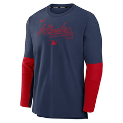 Atlanta Braves Nike Authentic Collection Player Dri-FIT Lightweight Pullover  - Navy/Red - Nike on Sale