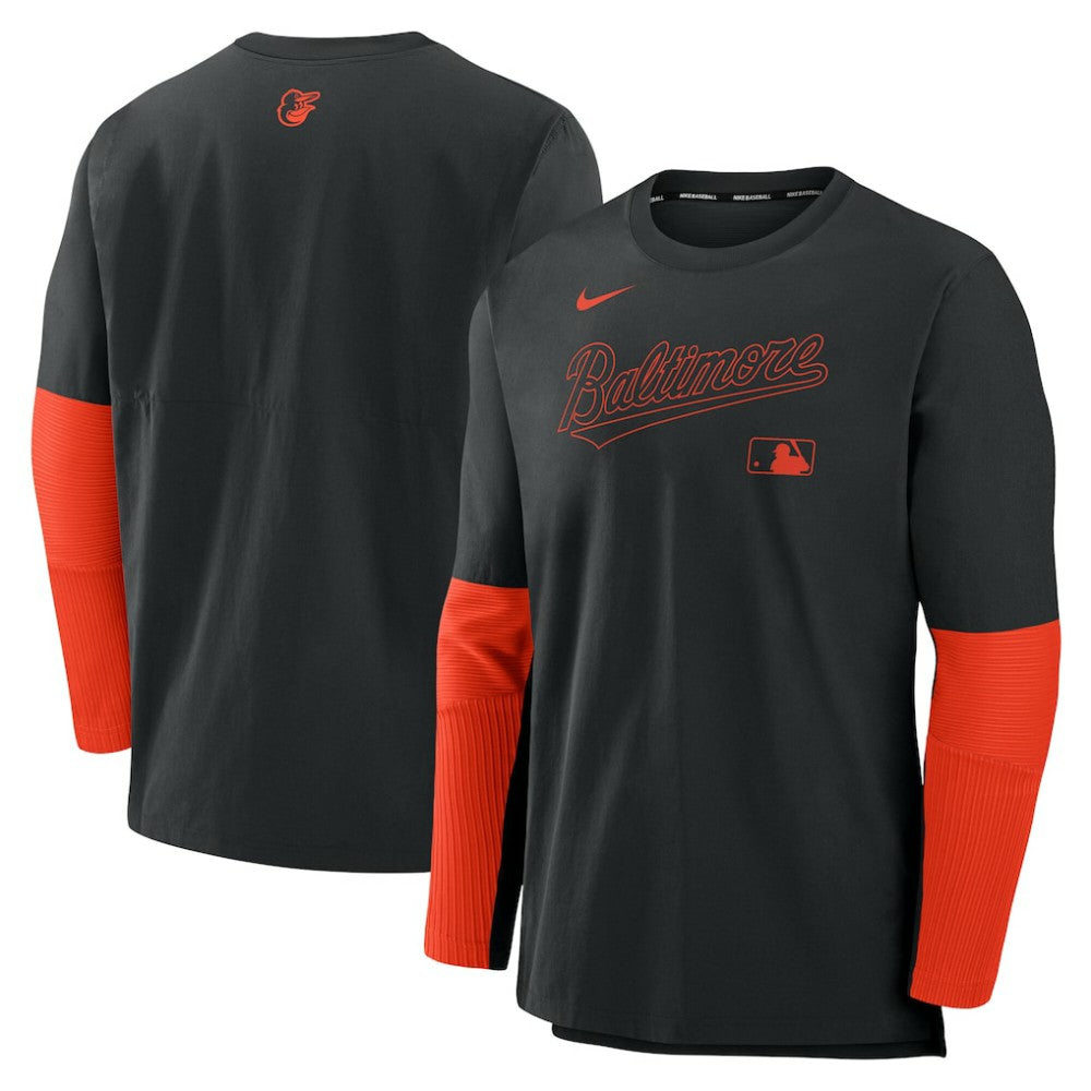 Baltimore Orioles Nike Authentic Collection Player Dri-FIT Lightweight Pullover  - Black/Orange - Nike Lifestyle