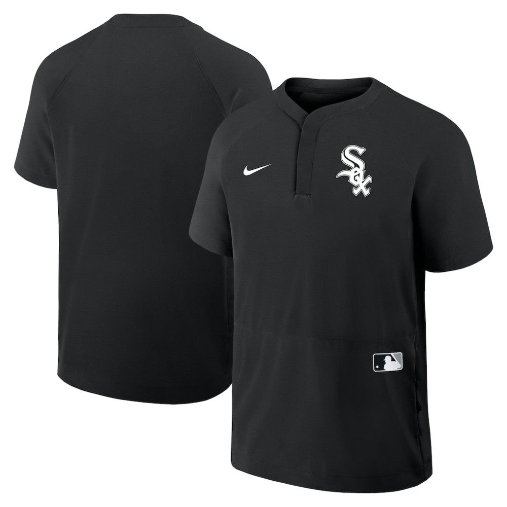 Chicago White Sox Nike Authentic Collection Raglan Short Sleeve Windshirt - Black - Nike Lifestyle