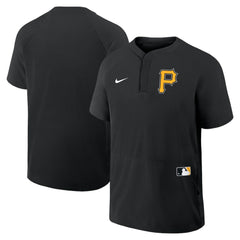 Pittsburgh Pirates Nike Authentic Collection Raglan Short Sleeve Windshirt - Black - Nike on Sale