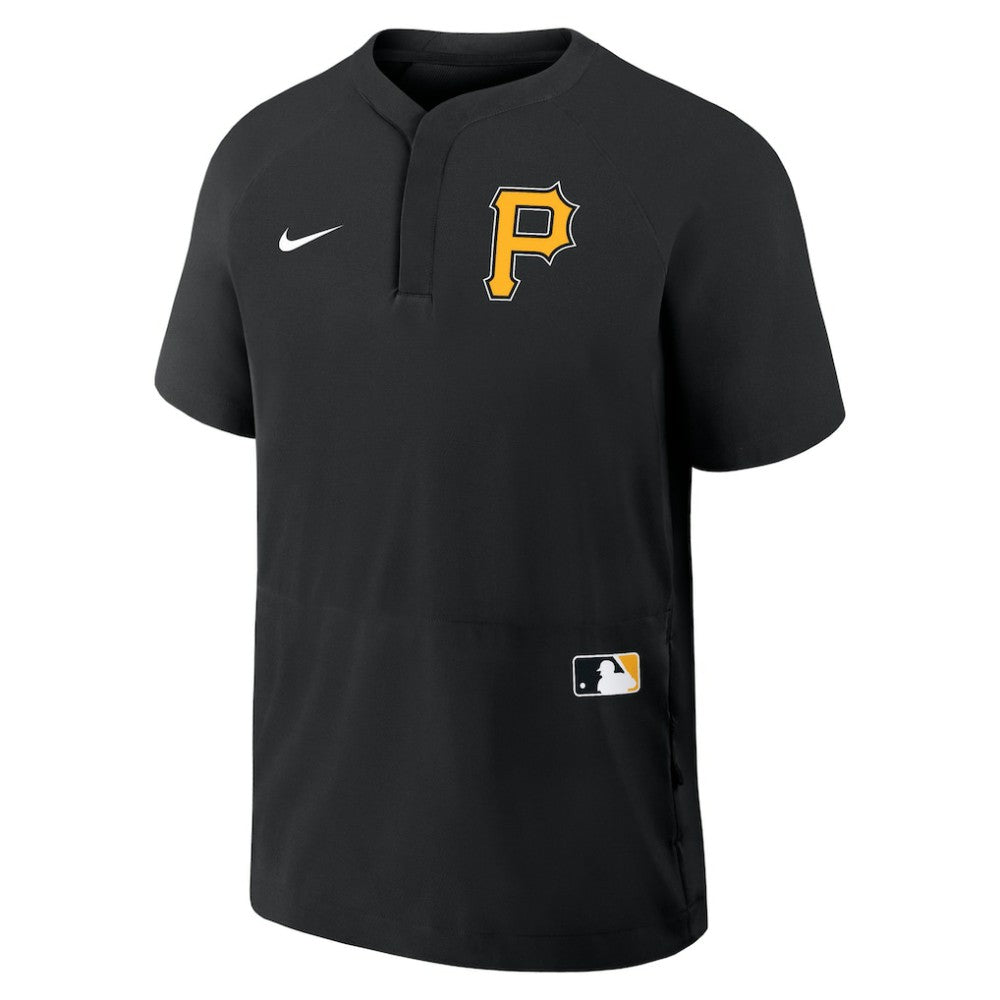 Pittsburgh Pirates Nike Authentic Collection Raglan Short Sleeve Windshirt - Black - Nike on Sale