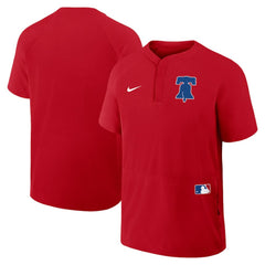 Philadelphia Phillies Nike Authentic Collection Raglan Short Sleeve Windshirt - Red - Nike on Sale