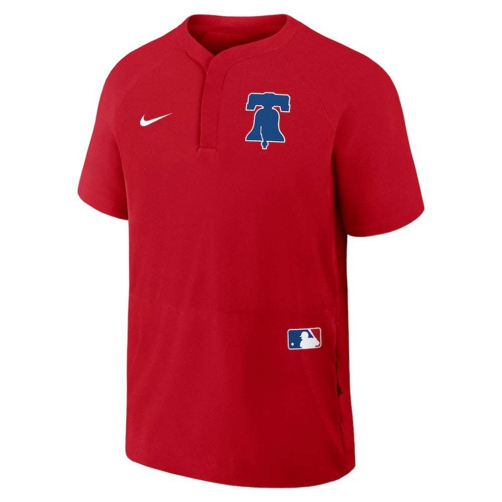 Philadelphia Phillies Nike Authentic Collection Raglan Short Sleeve Windshirt - Red - Nike on Sale