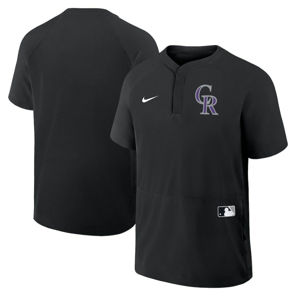 Colorado Rockies Nike Authentic Collection Raglan Short Sleeve Windshirt - Black - Nike Sale
