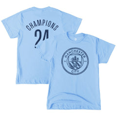 Manchester City 1863FC Youth 2024 Premier League Champions T-Shirt Sky Blue