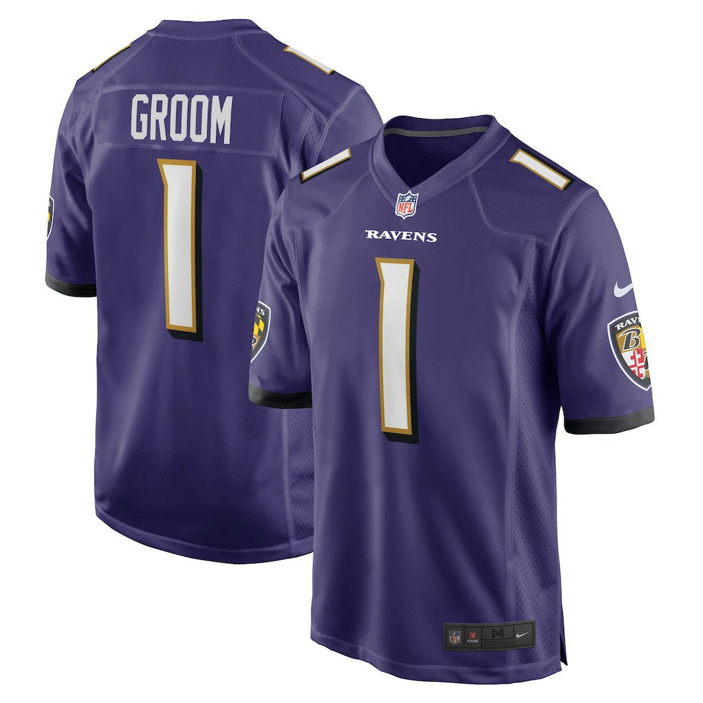 Nike Number 1 Groom Baltimore Ravens Game Jersey Purple