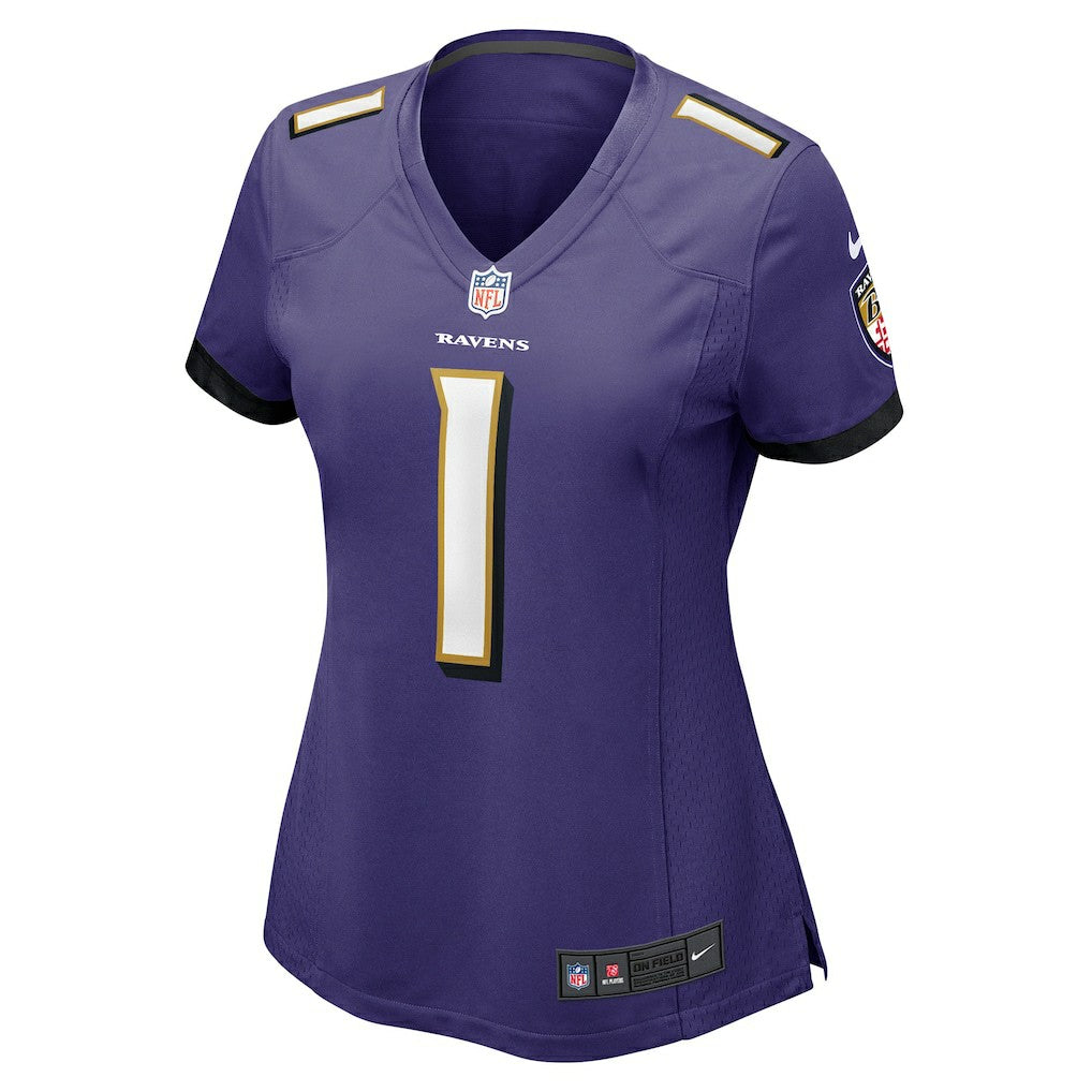 Nike Number 1 Bride Baltimore Ravens Women's Game Jersey Purple