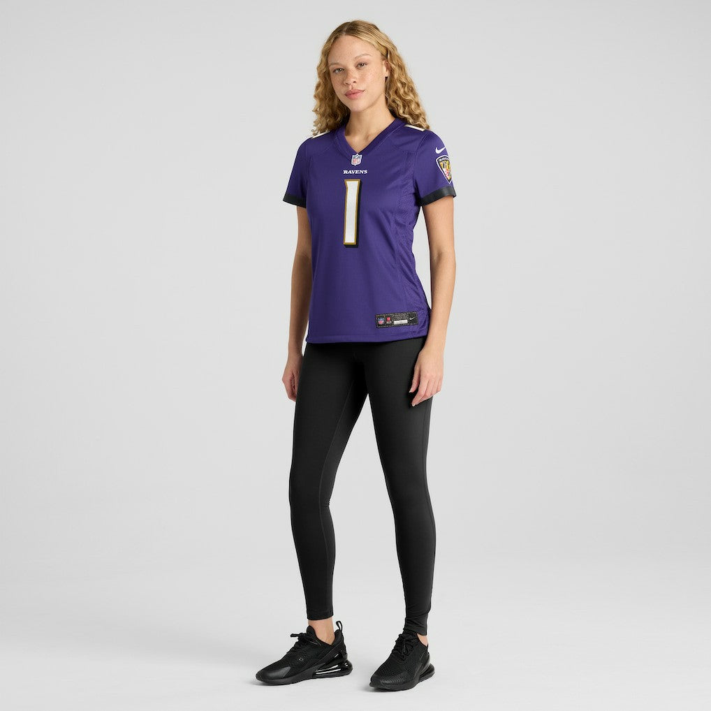 Nike Number 1 Bride Baltimore Ravens Women's Game Jersey Purple
