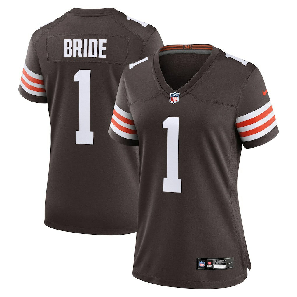 Nike Number 1 Bride Cleveland Browns Women's Game Jersey Brown