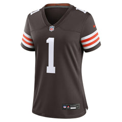 Nike Number 1 Bride Cleveland Browns Women's Game Jersey Brown