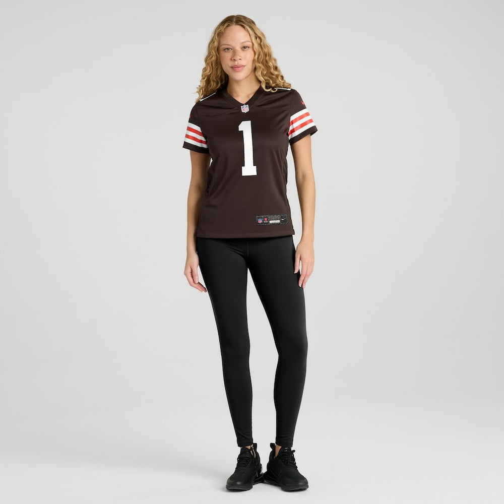 Nike Number 1 Bride Cleveland Browns Women's Game Jersey Brown