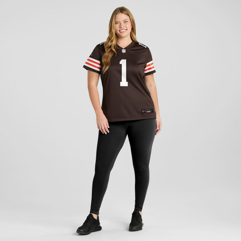 Nike Number 1 Bride Cleveland Browns Women's Game Jersey Brown