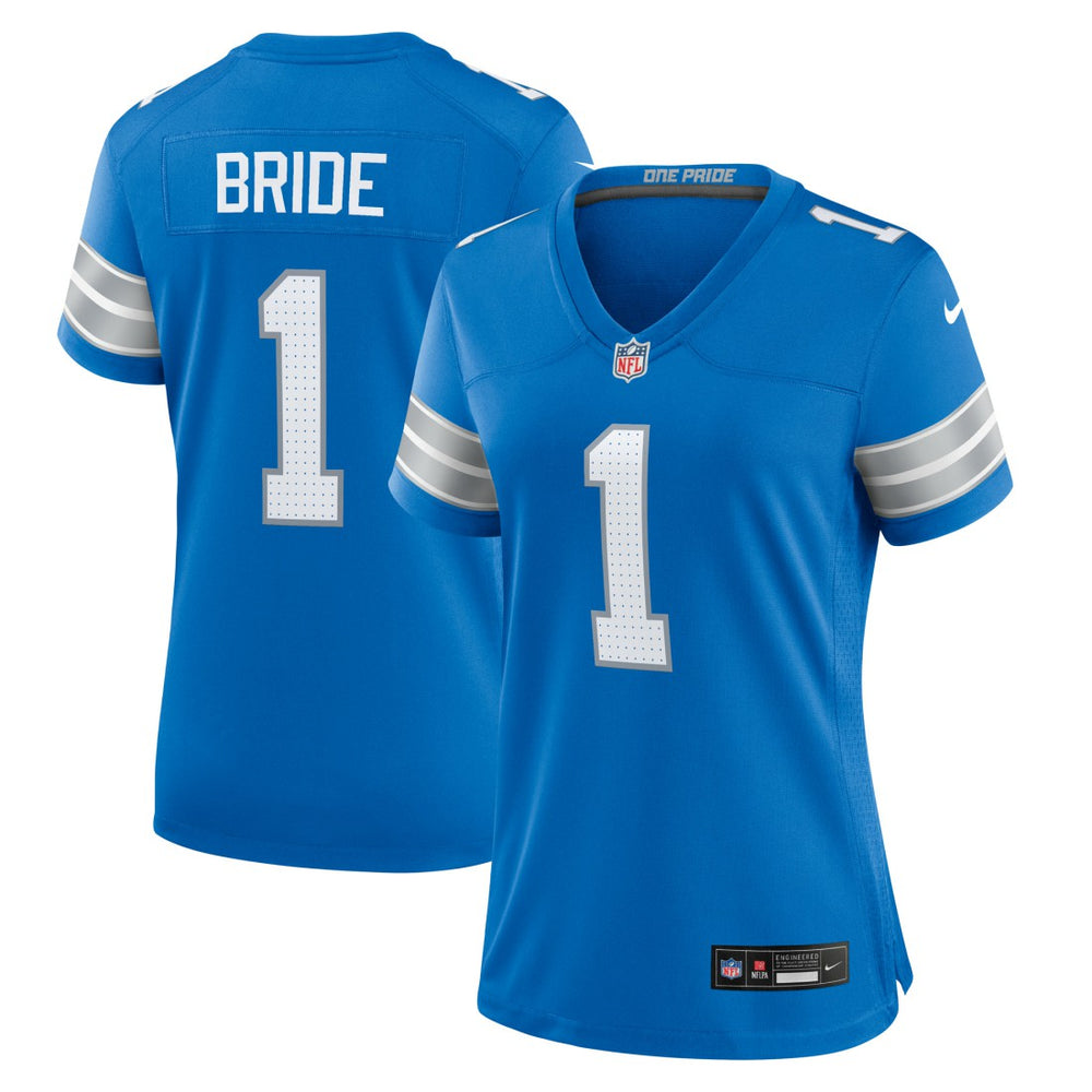 Nike Number 1 Bride Detroit Lions Women's Game Jersey Blue