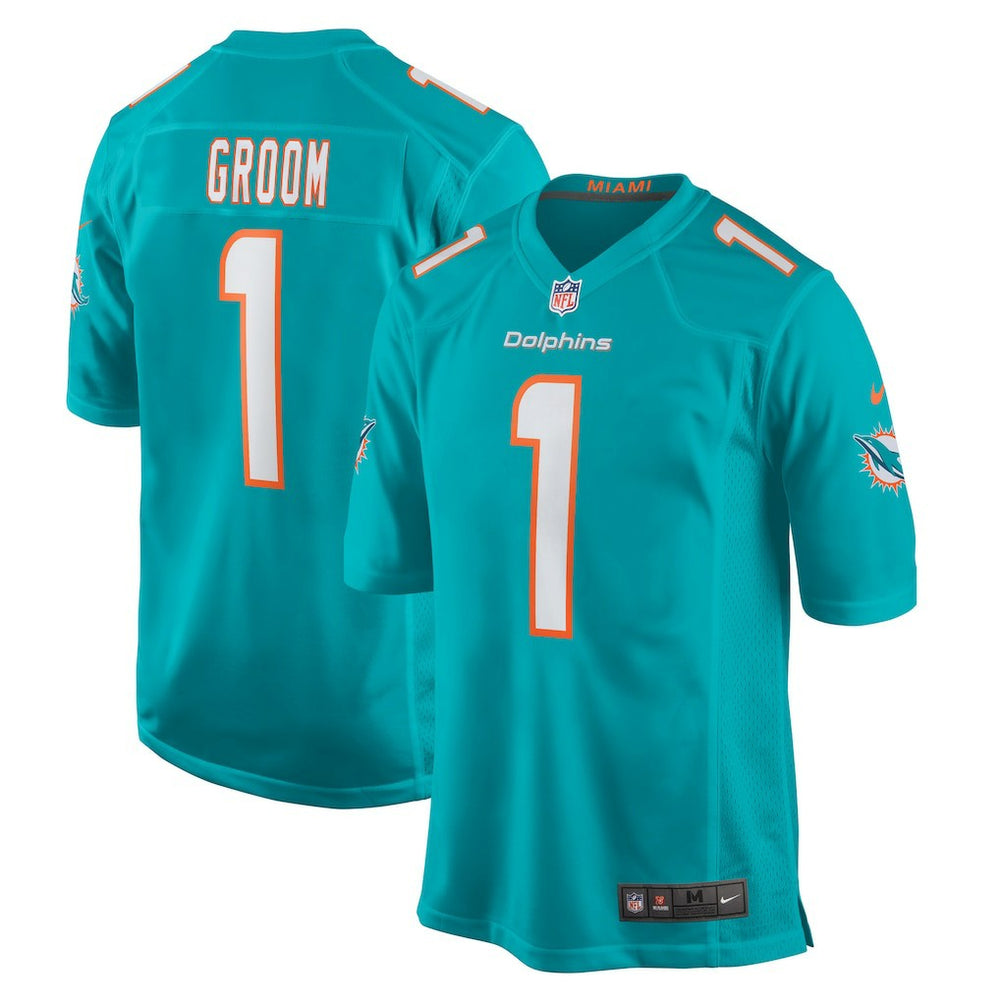 Nike Number 1 Groom Miami Dolphins Game Jersey Aqua