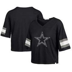 47 brand Dallas Cowboys '47 Women's Double Header Scout Cropped V-Neck T-Shirt Navy