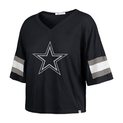 47 brand Dallas Cowboys '47 Women's Double Header Scout Cropped V-Neck T-Shirt Navy