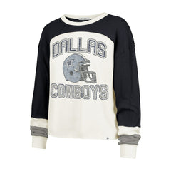 47 brand Dallas Cowboys '47 Women's Double Header Curve Raglan Long Sleeve Crop Top Cream