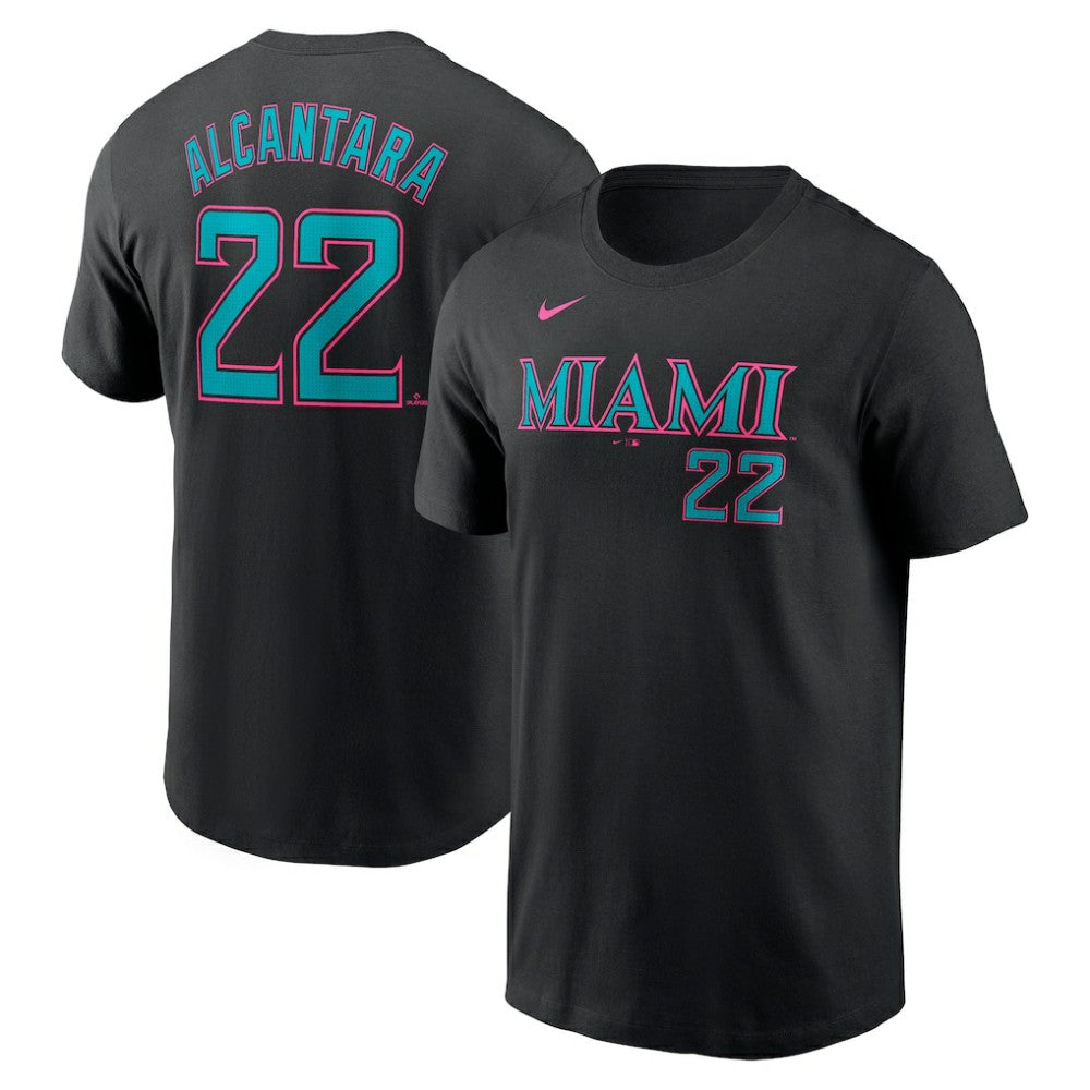 Sandy Alcantara Miami Marlins Nike 2025 City Connect Fuse Name & Number T-Shirt - Black - Nike Lifestyle