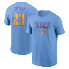 Kris Bryant Colorado Rockies Nike 2025 City Connect Fuse Name & Number T-Shirt - Light Blue - Nike Discount